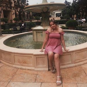 Off the shoulder pink babydoll dress